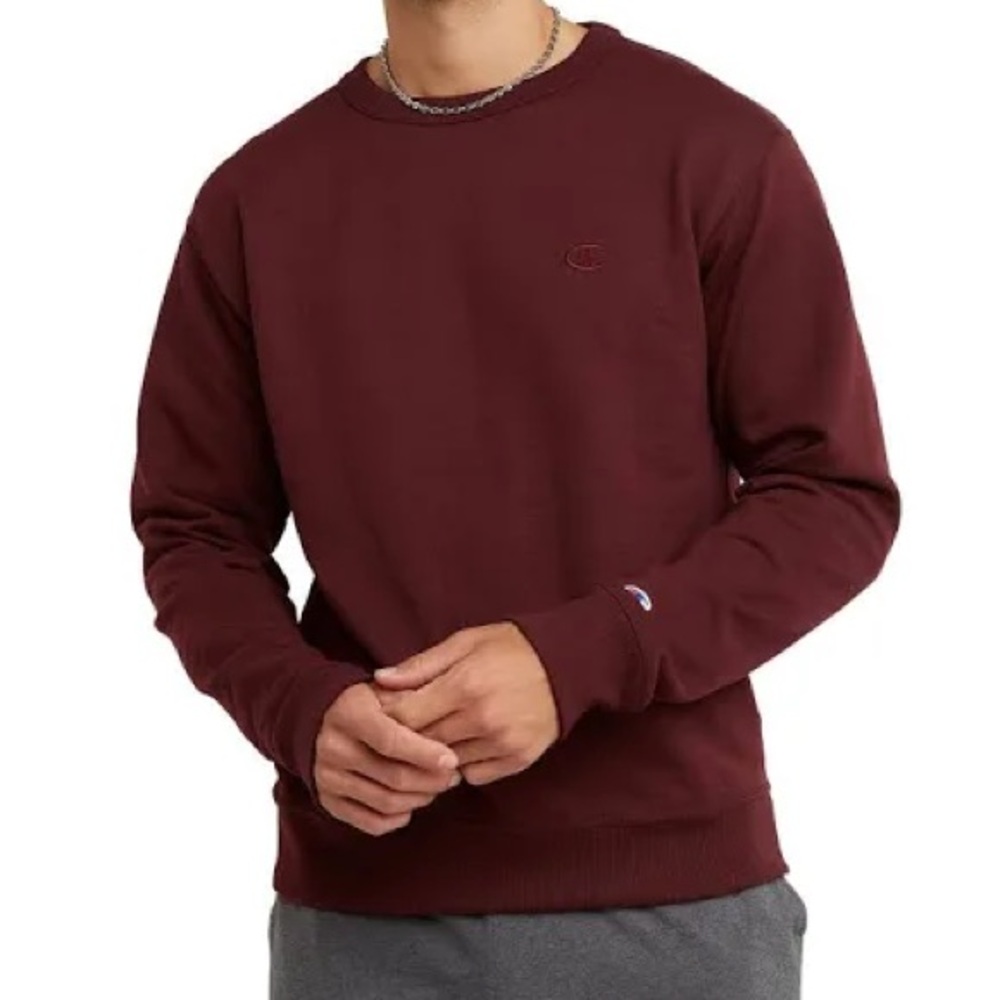 NWT: Champion Men's Powerblend Fleece Crew Maroon